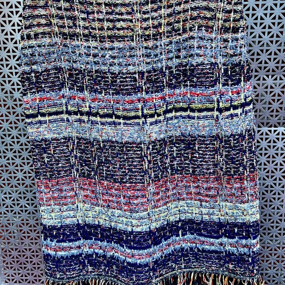 St John tweed stripped sparkle knit eyelash skirt with a fringed bottom, size 2 - Picture 2 of 6